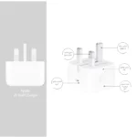 شارژر دیواری اپل 20 وات مدل B/A، اتصال 3 پین، درگاه خروجی USB-C - اورجینال